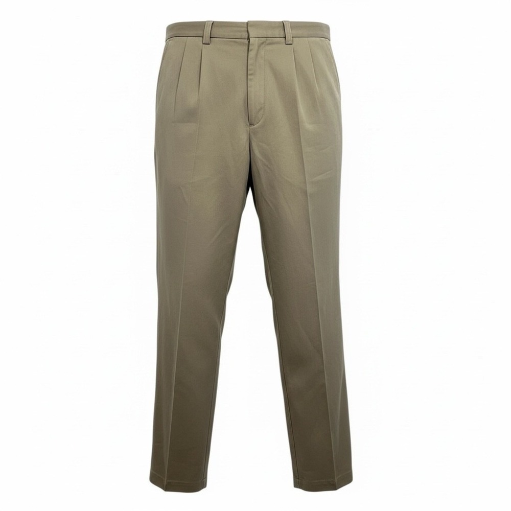Oak Hill Mens Khaki Pleated Premium Pants Waist Relaxer 40x38 (B4) NWTs